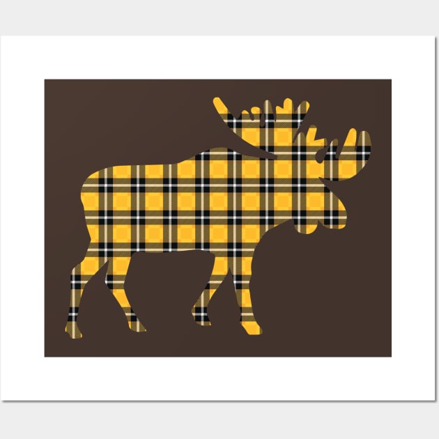 Yellow Plaid Moose Wall Art by Designs by Dro